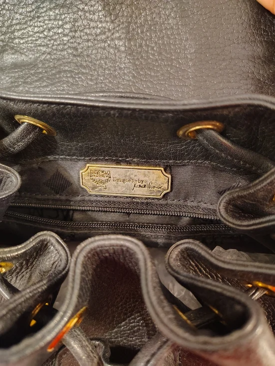 MCM Black Leather Visetos Logo Backpack with Gold Hardware - Picture 13 of 15